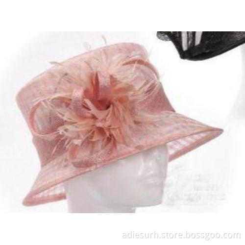Elegant Soft Feather Sinamay Ladies Hats For Wedding Decora